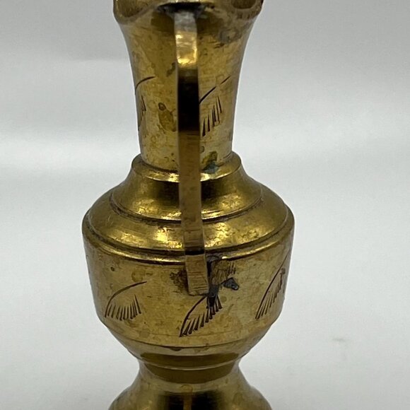 Vintage Indian Etched Brass 3” Vase Decor Piece - Picture 5 of 6